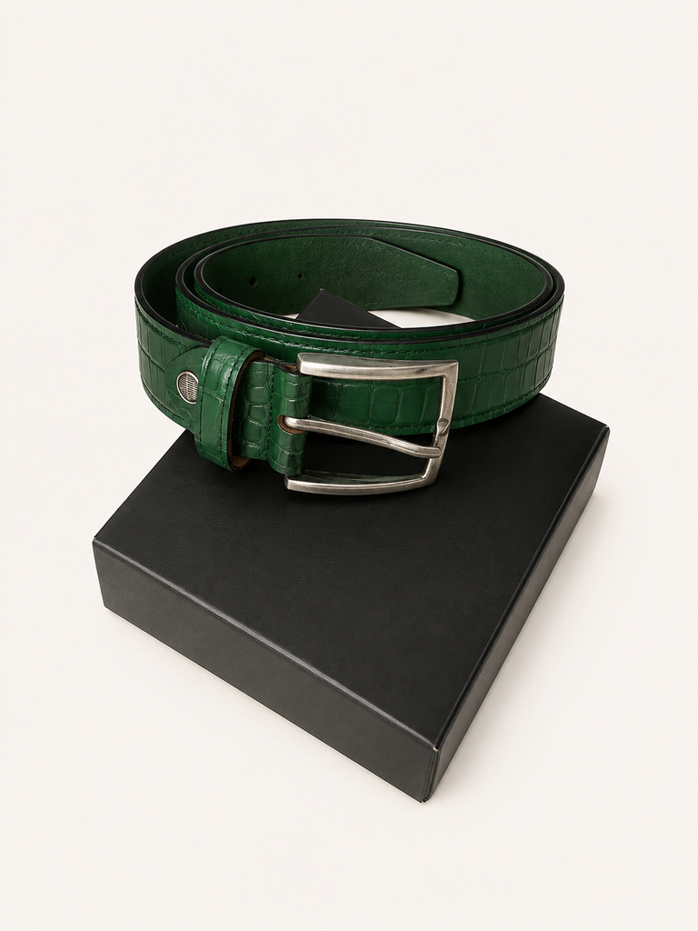 Genuine leather green stylish belt
