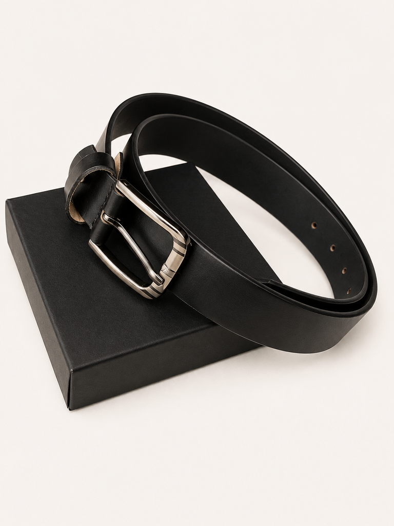 Genuine black leather belt